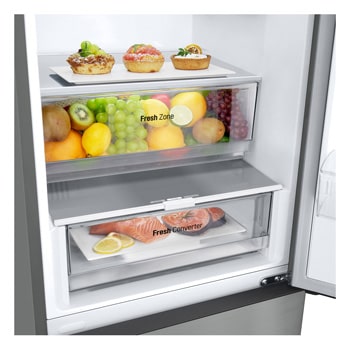 LG 1.86M 344L Kombinerad kyl/frys(Prime Silver) - Energiklass D, Door Cooling+™ och Smart Diagnosis™, GBV21NCDPY