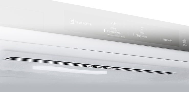Närbild av Soft LED-belysning, som effektivt fördelar ljuset i hela kylskåpet.