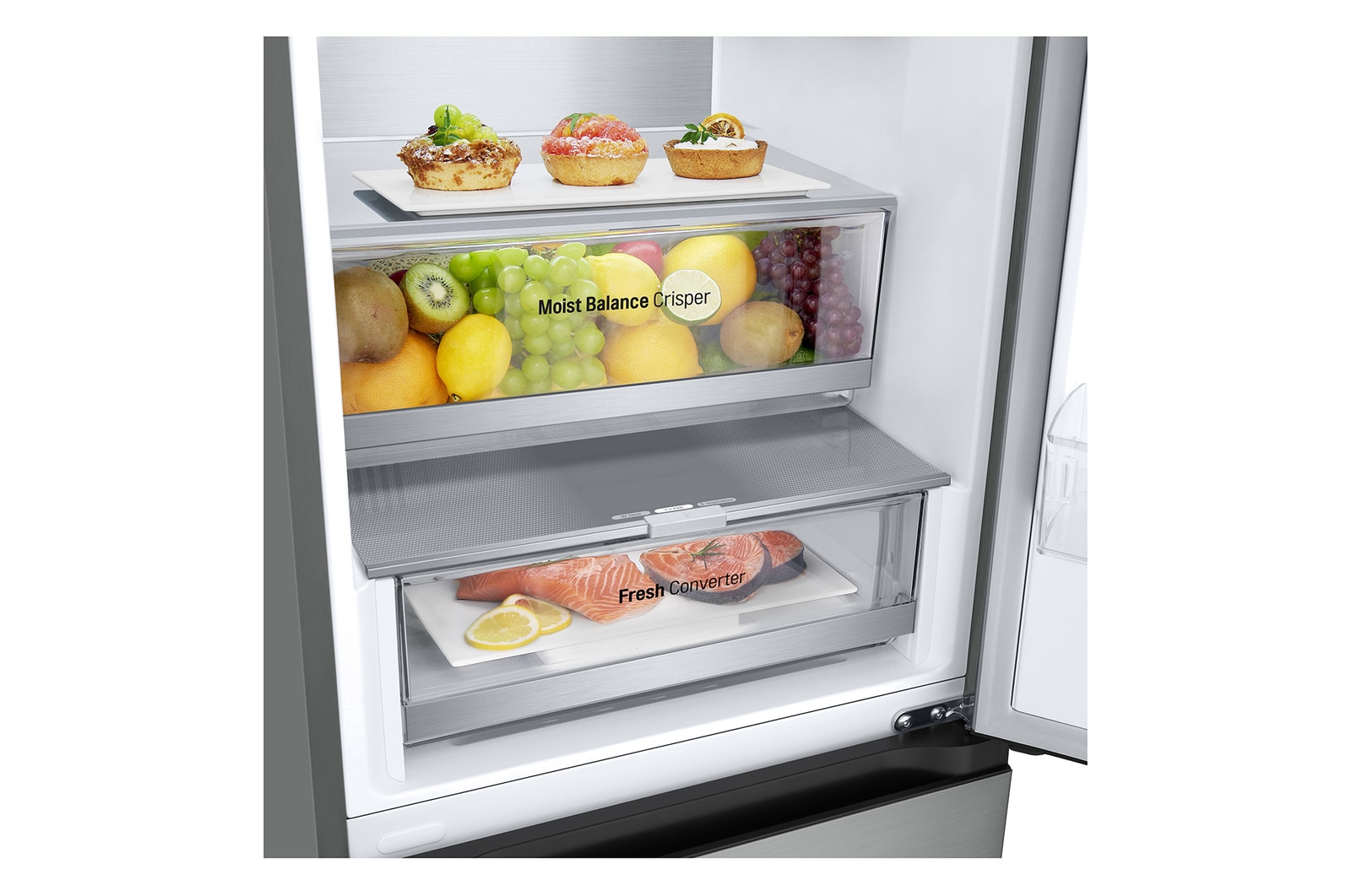LG 2.03M 387L Kombinerad kyl/frys(Prime Silver) - Energiklass C, Door Cooling+™ och Smart Diagnosis™ , GBV5240CPY