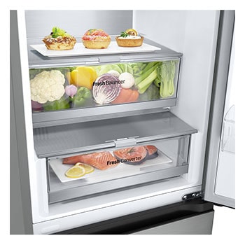LG 1.86M 344L Kombinerad kyl/frys(Prime Silver) - Energiklass E, Door Cooling™ och Smart Diagnosis™ med Wi-Fi, GBV7170EPY