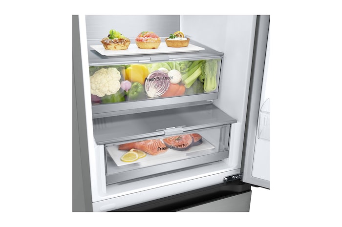 LG 1.86M 344L Kombinerad kyl/frys(Prime Silver) - Energiklass E, Door Cooling™ och Smart Diagnosis™ med Wi-Fi, GBV7170EPY