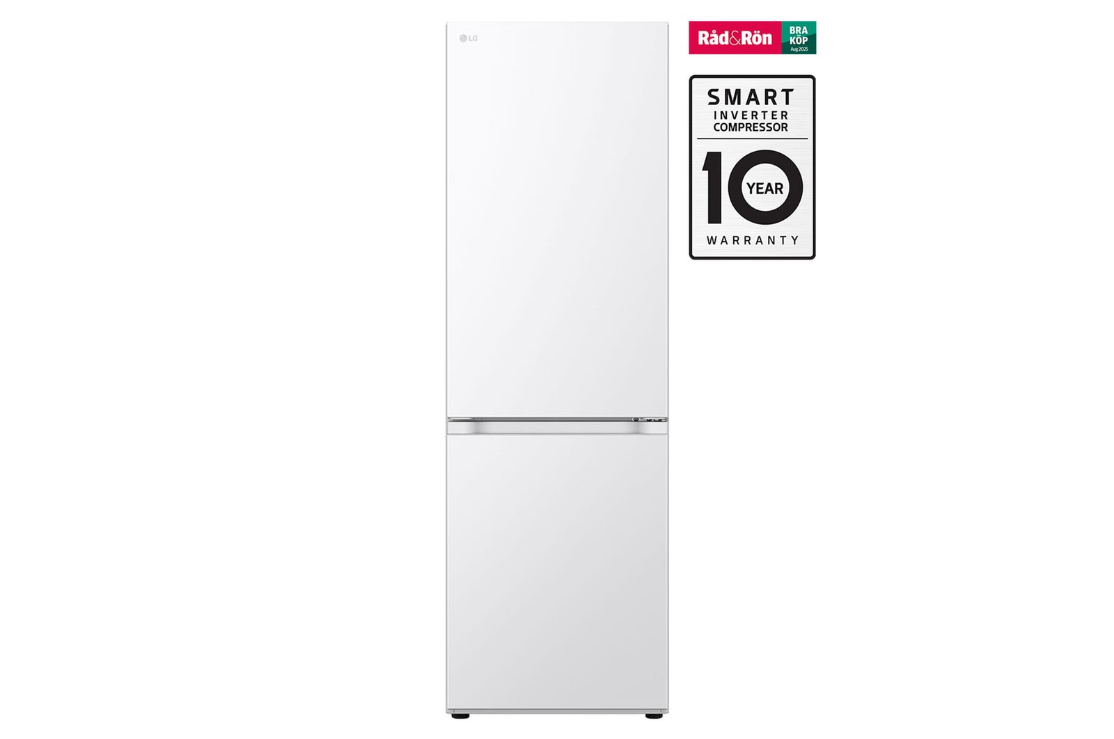 Vy framifrån av 1.86M 344L Kombinerad kyl/frys(Vit ) - Energiklass C, Nature Fresh, Door Cooling+™ och Smart Diagnosis™ GBV7180CSW
