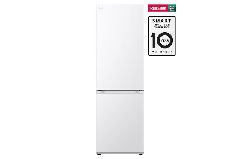 Vy framifrån av 1.86M 344L Kombinerad kyl/frys(Vit ) - Energiklass C, Nature Fresh, Door Cooling+™ och Smart Diagnosis™ GBV7180CSW