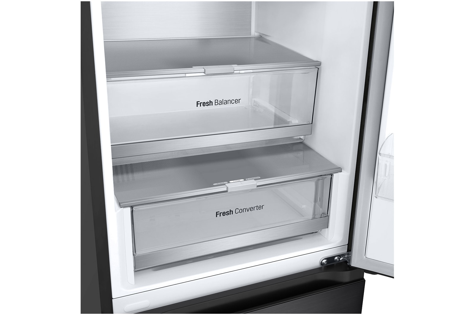 LG 2.03M 387L Kombinerad kyl/frys(Essence Black) - Energiklass A, Door Cooling+™ och Smart Diagnosis™ , GBVE2801EV