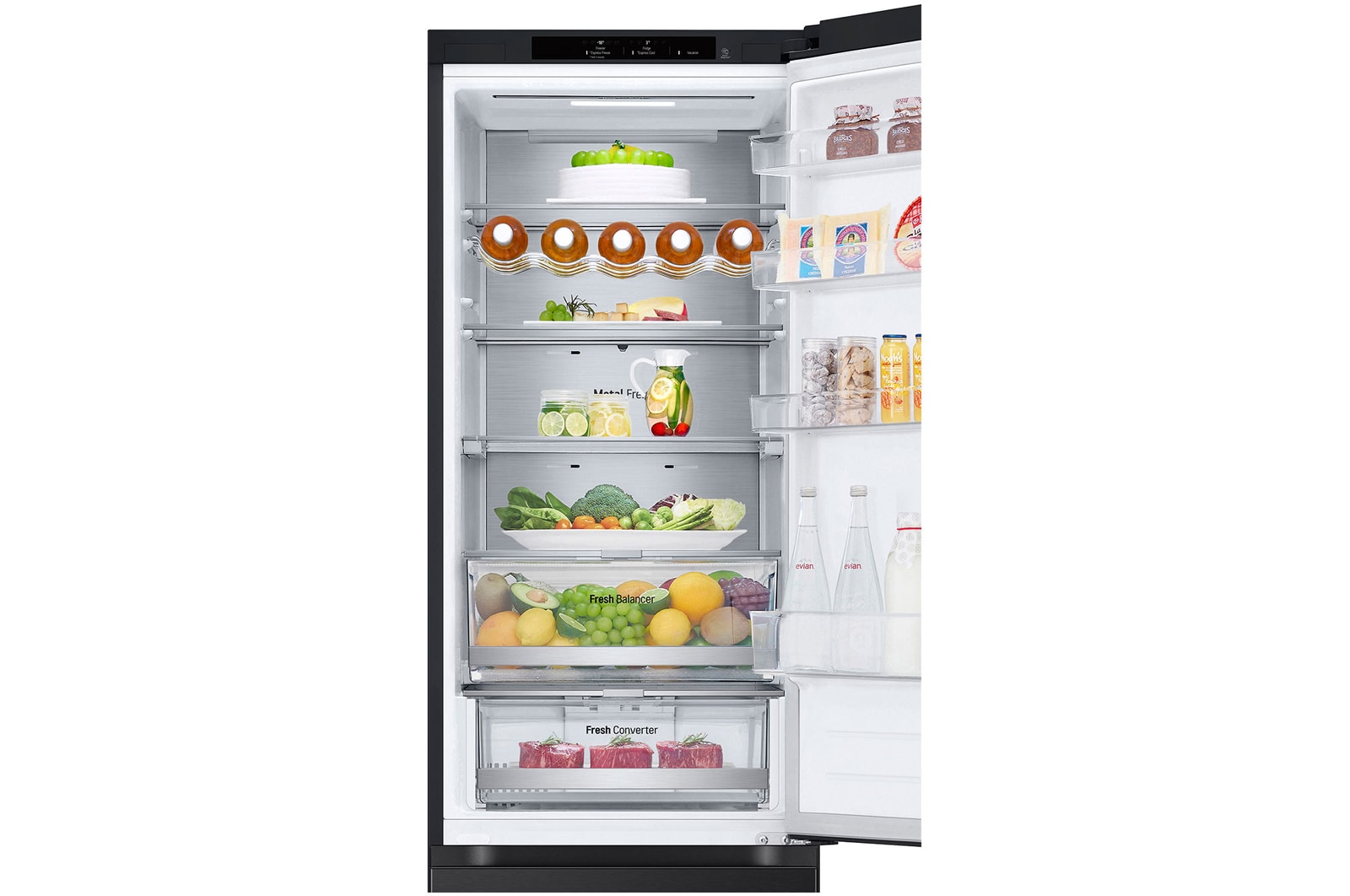 LG 2.03M 387L Kombinerad kyl/frys(Essence Black) - Energiklass A, Door Cooling+™ och Smart Diagnosis™ , GBVE2801EV