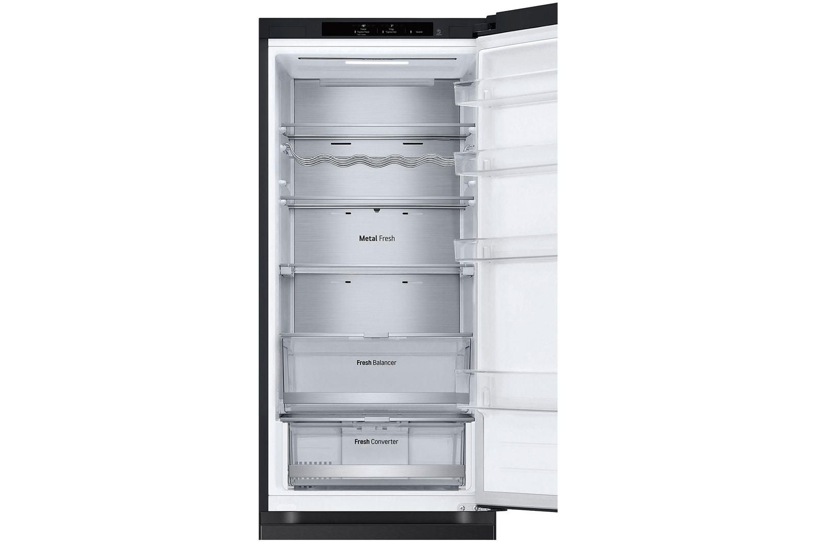 LG 2.03M 387L Kombinerad kyl/frys(Essence Black) - Energiklass A, Door Cooling+™ och Smart Diagnosis™ , GBVE2801EV