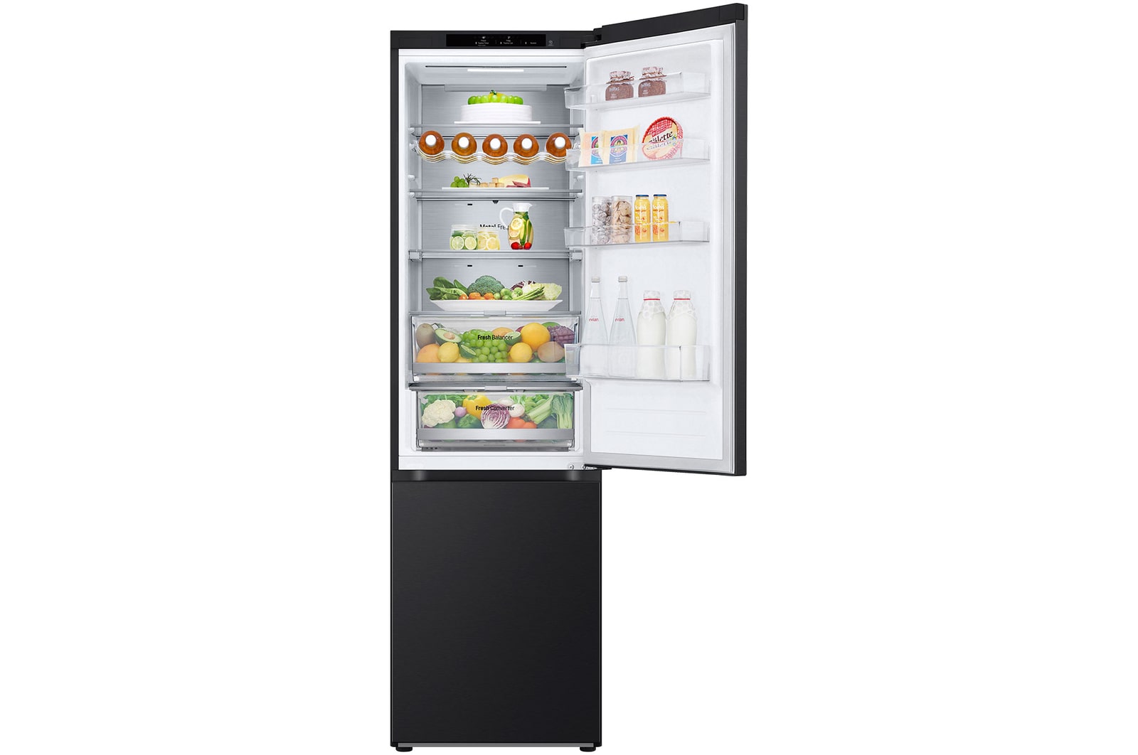 LG 2.03M 387L Kombinerad kyl/frys(Essence Black) - Energiklass A, Door Cooling+™ och Smart Diagnosis™ , GBVE2801EV