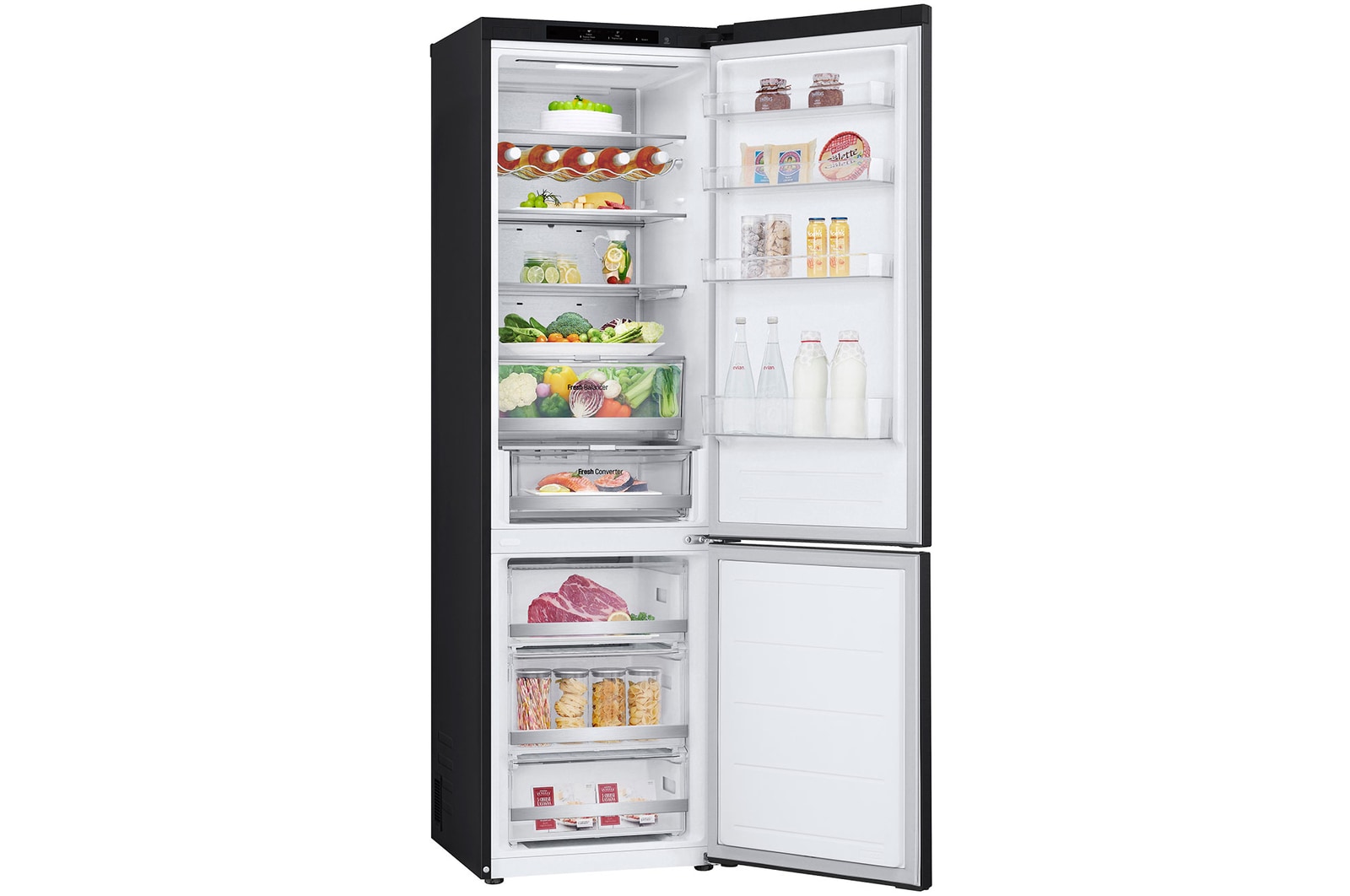 LG 2.03M 387L Kombinerad kyl/frys(Essence Black) - Energiklass A, Door Cooling+™ och Smart Diagnosis™ , GBVE2801EV