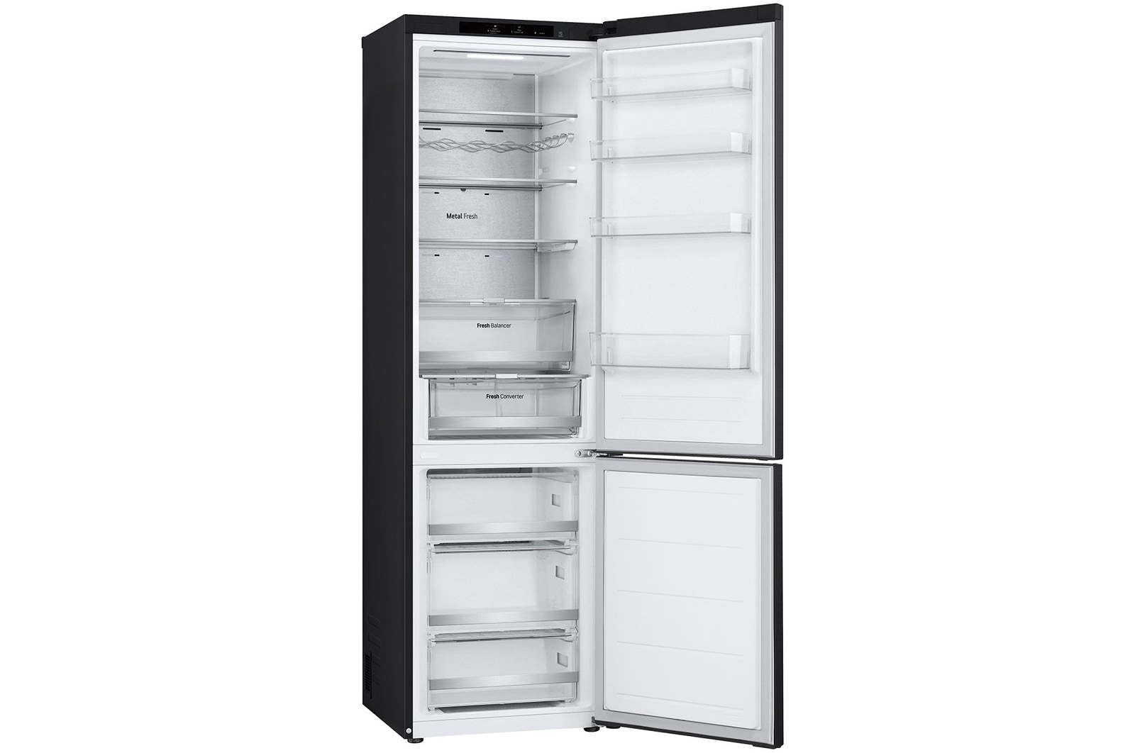 LG 2.03M 387L Kombinerad kyl/frys(Essence Black) - Energiklass A, Door Cooling+™ och Smart Diagnosis™ , GBVE2801EV