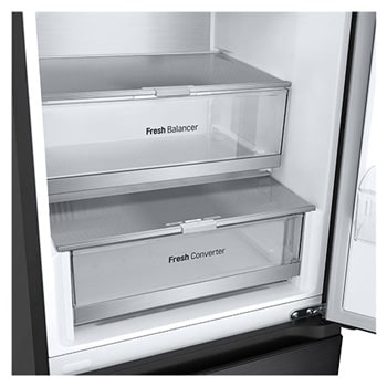 LG 2.03M 387L Kombinerad kyl/frys(Essence Black) - Energiklass A, Door Cooling+™ och Smart Diagnosis™ , GBVE2801EV