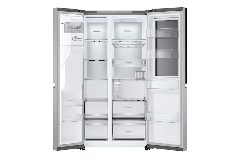 LG 628L InstaView Door in Door™ Side by Side (Metal Sorbet), Energiklass D, Vatten/is utan röranslutning, Smart Diagnosis™ med Wi-Fi, GSXE91MBAD