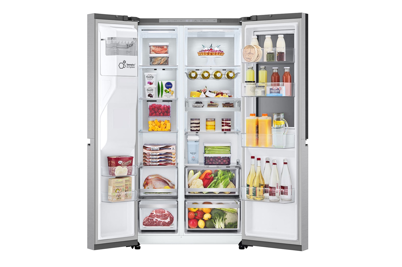 LG 628L InstaView Door in Door™ Side by Side (Metal Sorbet), Energiklass D, Vatten/is utan röranslutning, Smart Diagnosis™ med Wi-Fi, GSXE91MBAD