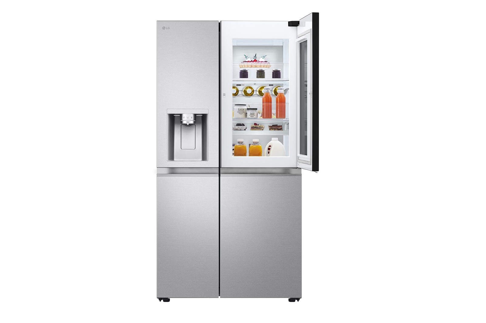 LG 628L InstaView Door in Door™ Side by Side (Metal Sorbet), Energiklass D, Vatten/is utan röranslutning, Smart Diagnosis™ med Wi-Fi, GSXE91MBAD