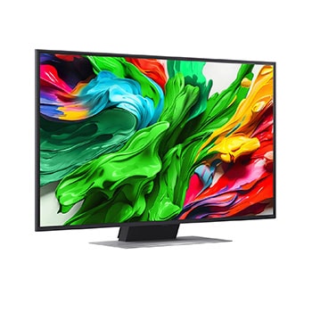 Slightly-angled right-facing side view of LG QNED evo QNED85 TV