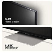 Slimmad profil och ram samt elegant stativdesign