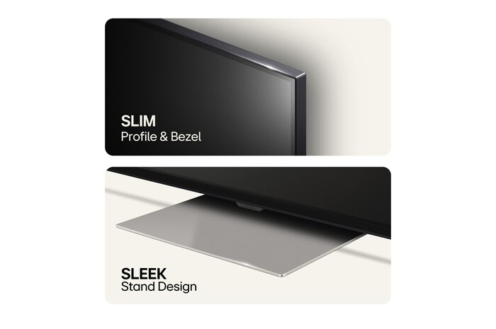 Slimmad profil och ram samt elegant stativdesign