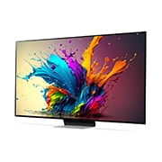 LG QNED MiniLED TV, QNED90, lätt vinklad åt vänster