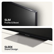 Slimmad profil och ram samt elegant stativdesign