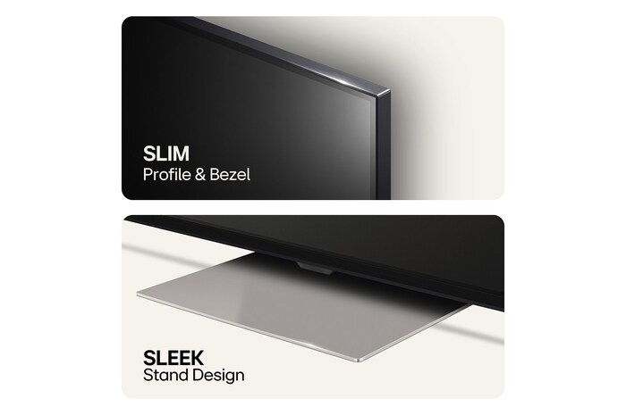Slimmad profil och ram samt elegant stativdesign