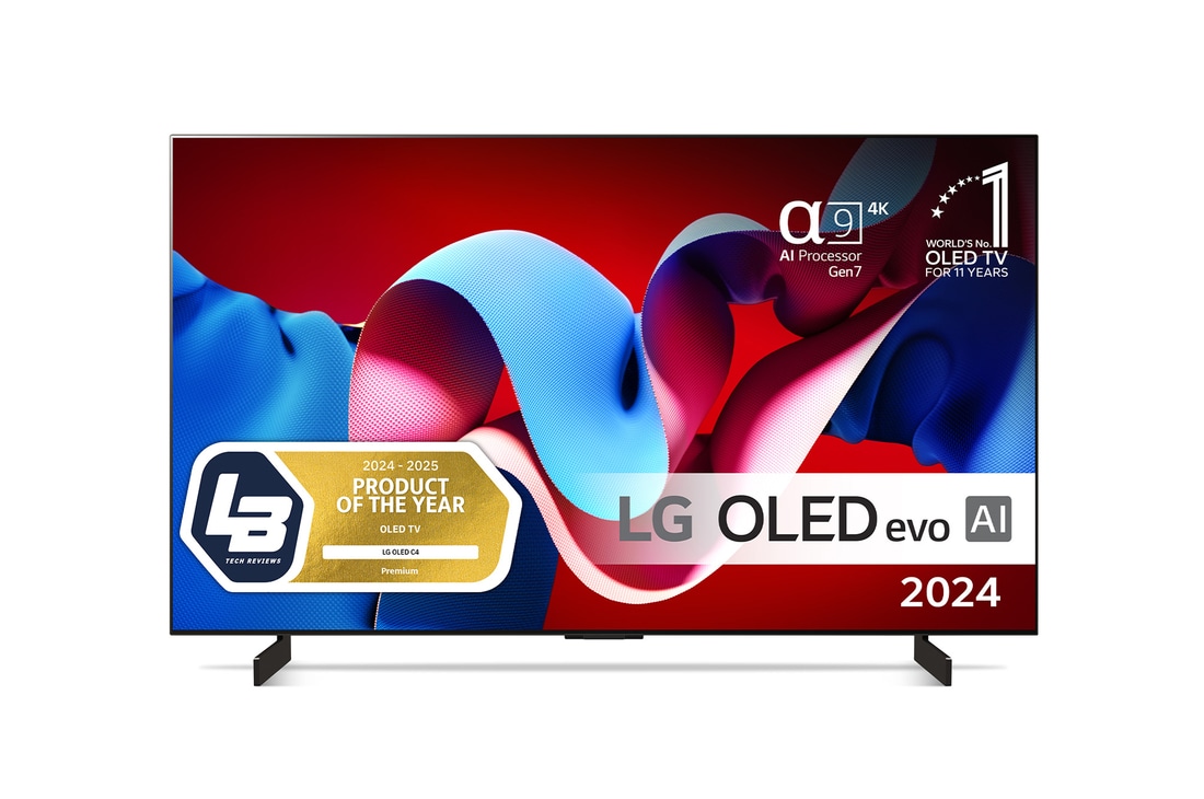 LG OLED evo AI C4 4K Smart TV på 42 tum OLED42C44LA 2024 med alpha 9 AI-processor Gen7 