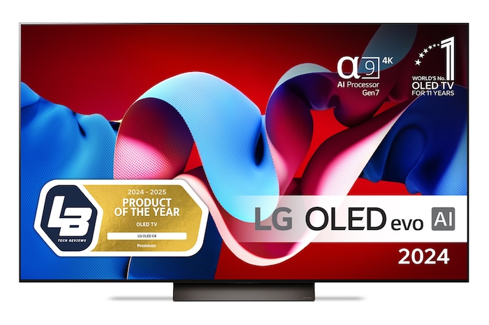 LG OLED evo AI C4 4K Smart TV på 77 tum OLED77C44LA 2024 med alpha 9 AI-processor Gen7 