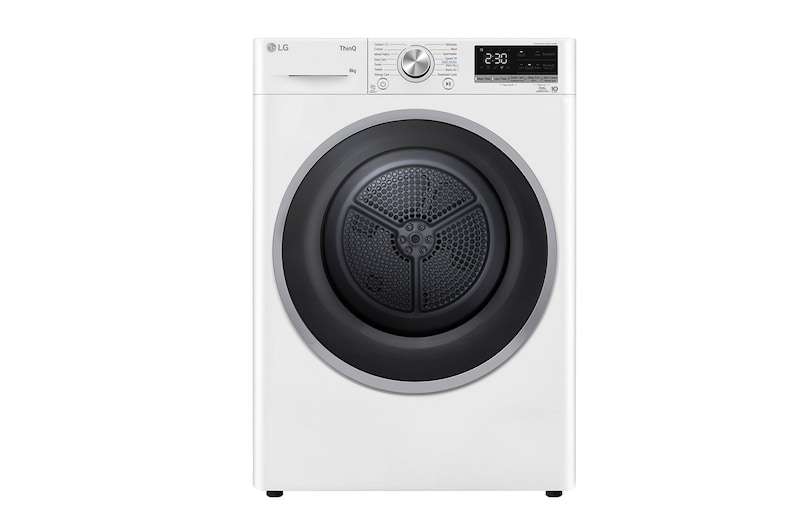 Vy framifrån av 8-kg DUAL Inverter Heat Pump™ -torktumlare med™ Eco Hybrid™ och värmepumpsteknologi, RH80V9AV7N