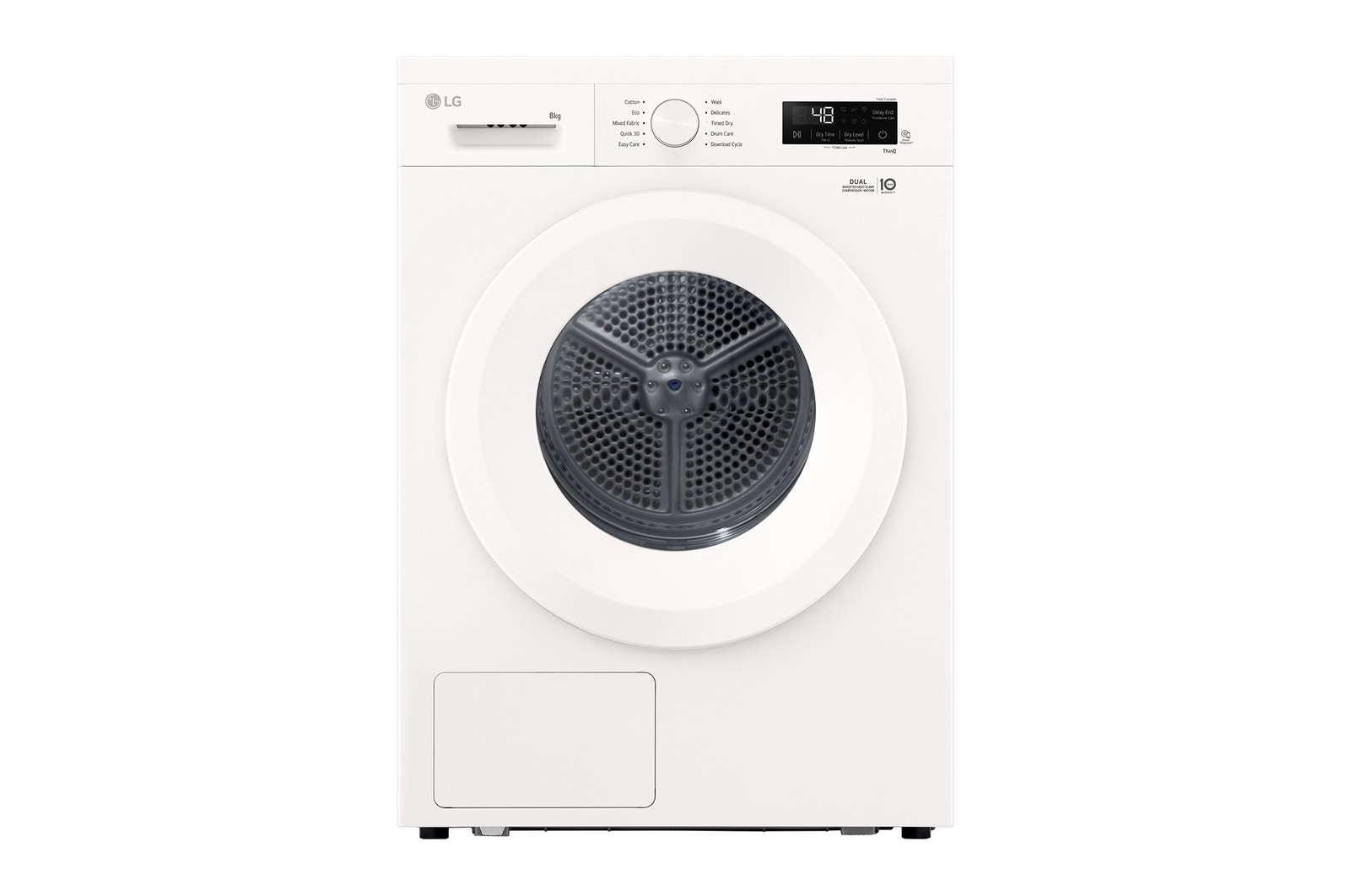Vy framifrån av 9 kg Torktumlare (Essence White) - Energiklass C/A+++, Värmepumpsteknologi och Smart Diagnosis™ med Wi-Fi RHX1009NWH
