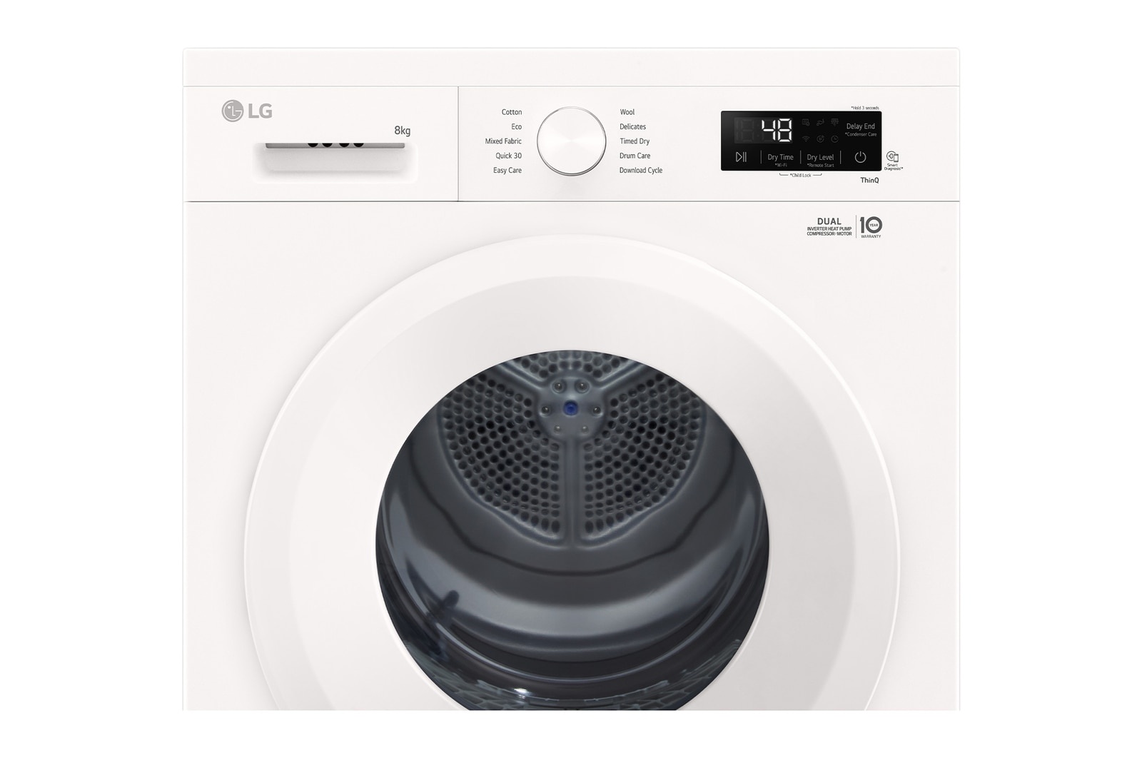 LG 9 kg Torktumlare (Essence White) - Energiklass C/A+++, Värmepumpsteknologi och Smart Diagnosis™ med Wi-Fi, RHX1009NWH