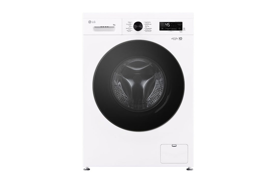 Vy framifrån av 9 kg Tvättmaskin(Vit) - Steam, Energiklass A, 6 Motion DD, Smart Diagnosis™ med Wi-Fi, F4X1009NWB