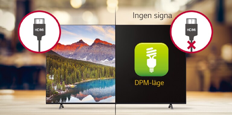 Den slås bara på när det finns en signal och stängs av när det inte finns någon signal i DPM-läge.
