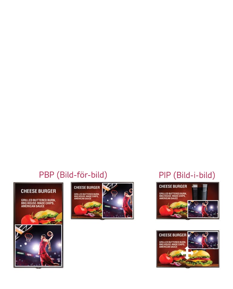 PBP (Bild-för-bild)/PIP (Bild-i-bild)<br>1