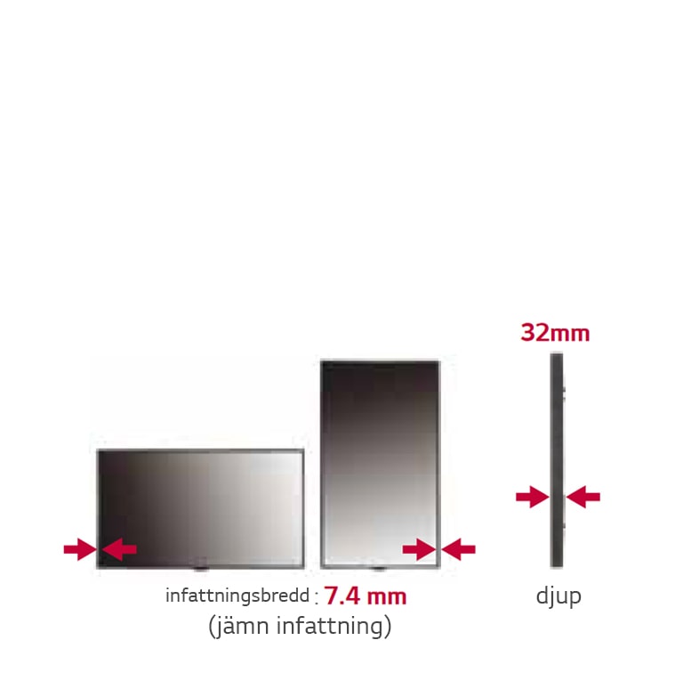 Smalare jämn infattning & djup<br>1