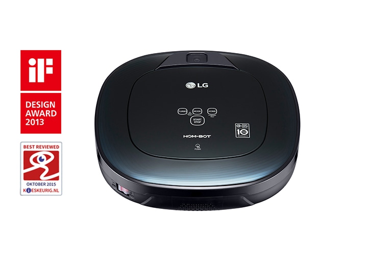 Vy framifrån av Ny robotdammsugare i ocean black färg med Smart Inverter Motor™ och ännu noggrannare rengöring i hörnen VR8600OB