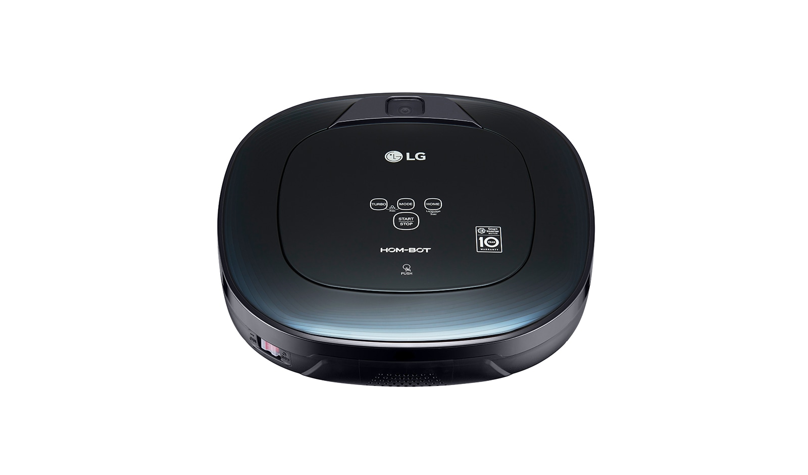 Vy framifrån av Ny robotdammsugare i ocean black färg med Smart Inverter Motor™ och ännu noggrannare rengöring i hörnen VR8600OB