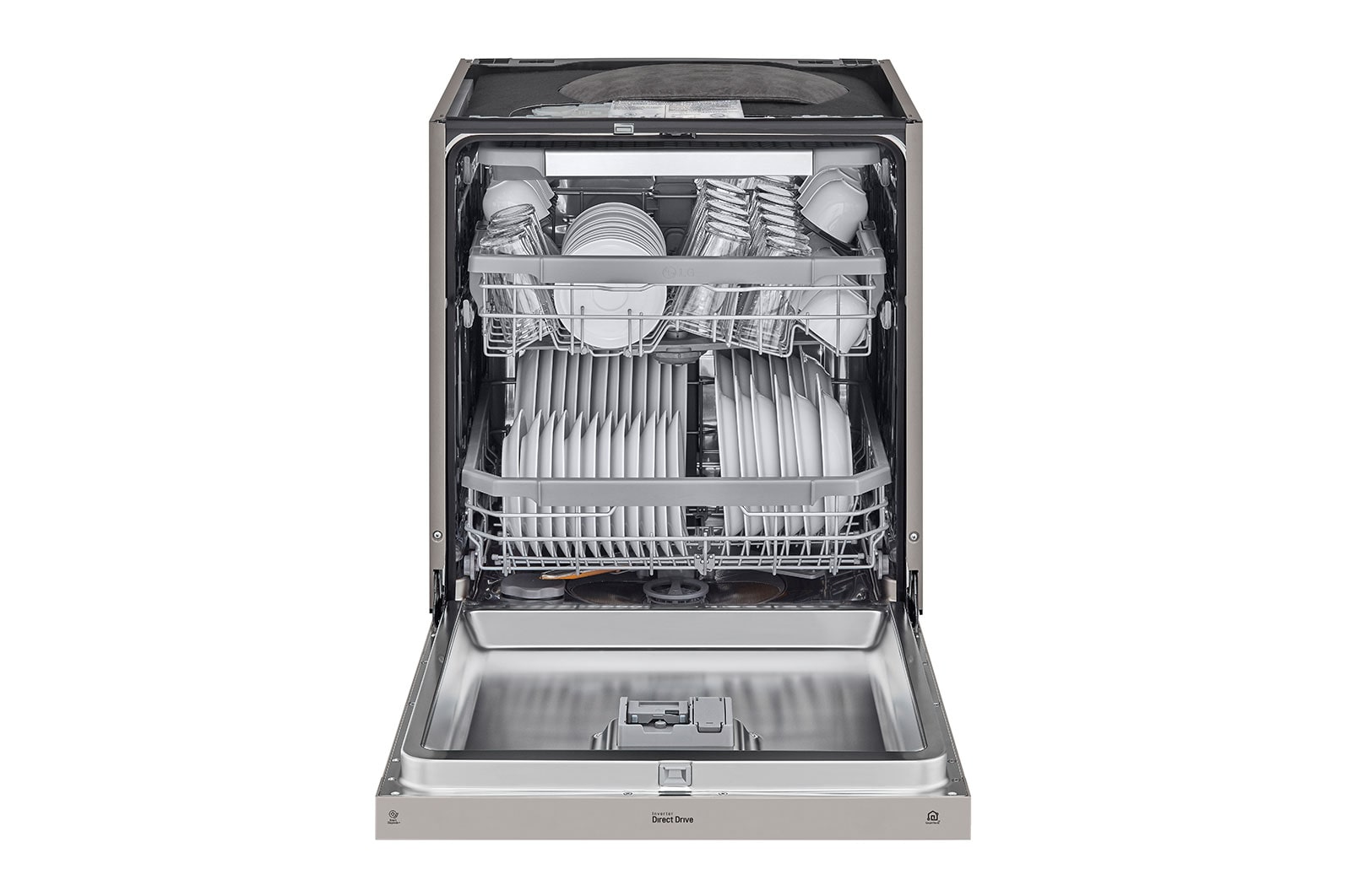 LG QuadWash™ Diskmaskin (Platinum Silver), Energiklass D, Auto Open Dry funktion och Smart Diagnosis™ med Wi-Fi, DU325FP