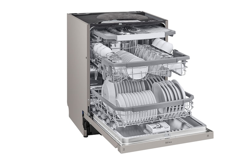 LG QuadWash™ Diskmaskin (Platinum Silver), Energiklass D, Auto Open Dry funktion och Smart Diagnosis™ med Wi-Fi, DU325FP