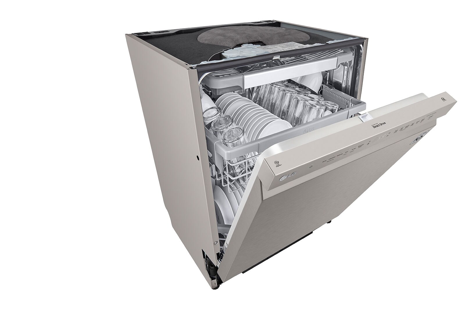 LG QuadWash™ Diskmaskin (Platinum Silver), Energiklass D, Auto Open Dry funktion och Smart Diagnosis™ med Wi-Fi, DU325FP