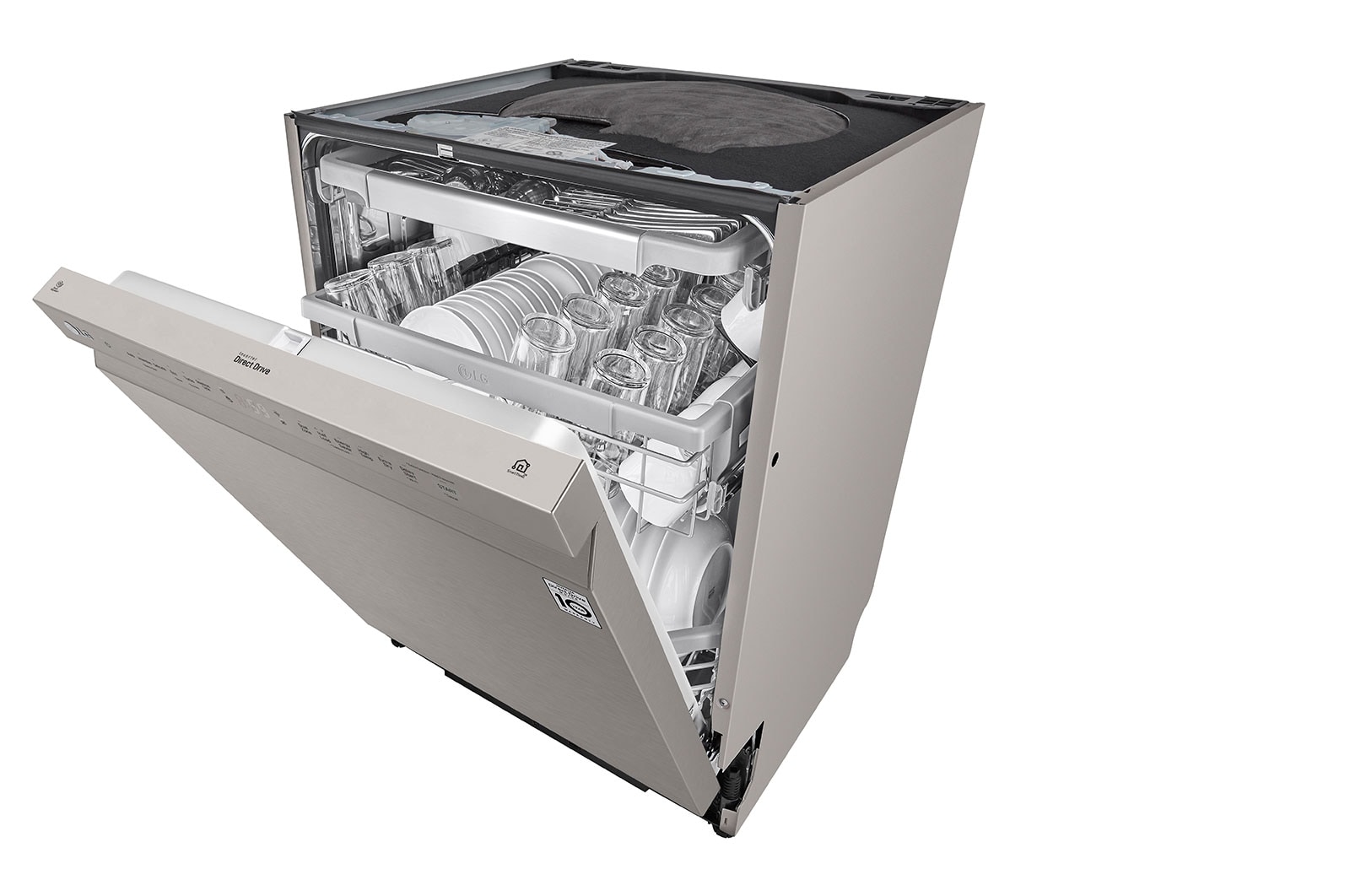 LG QuadWash™ Diskmaskin (Platinum Silver), Energiklass D, Auto Open Dry funktion och Smart Diagnosis™ med Wi-Fi, DU325FP