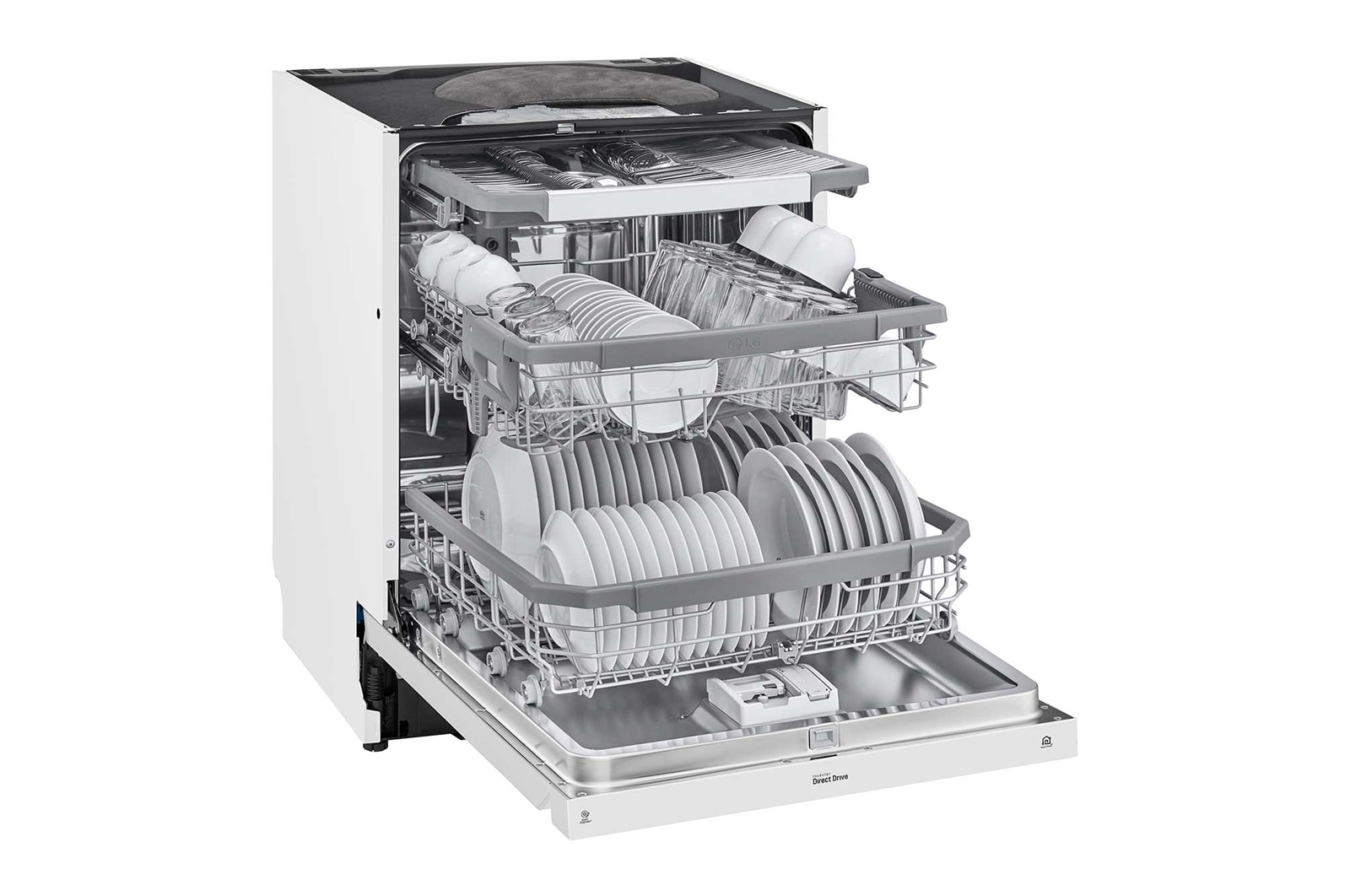 LG QuadWash™ Diskmaskin (Vit), Energiklass D, Auto Open Dry funktion och Smart Diagnosis™ med Wi-Fi, DU325FW