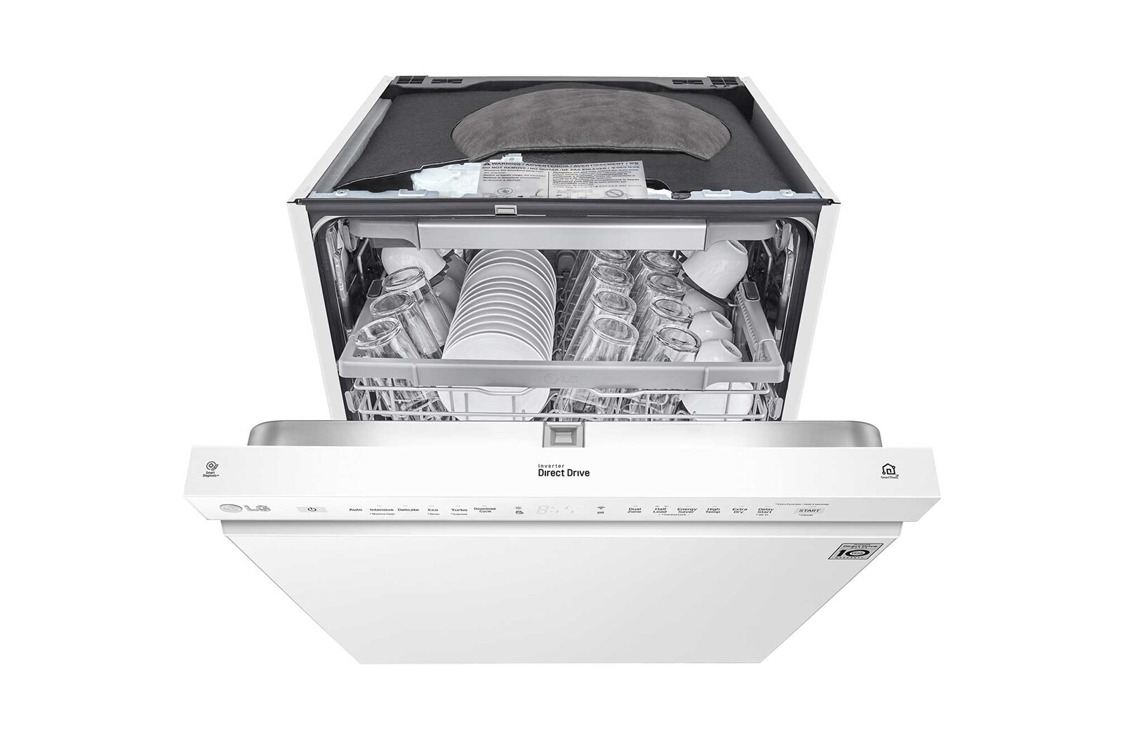 LG QuadWash™ Diskmaskin (Vit), Energiklass D, Auto Open Dry funktion och Smart Diagnosis™ med Wi-Fi, DU325FW