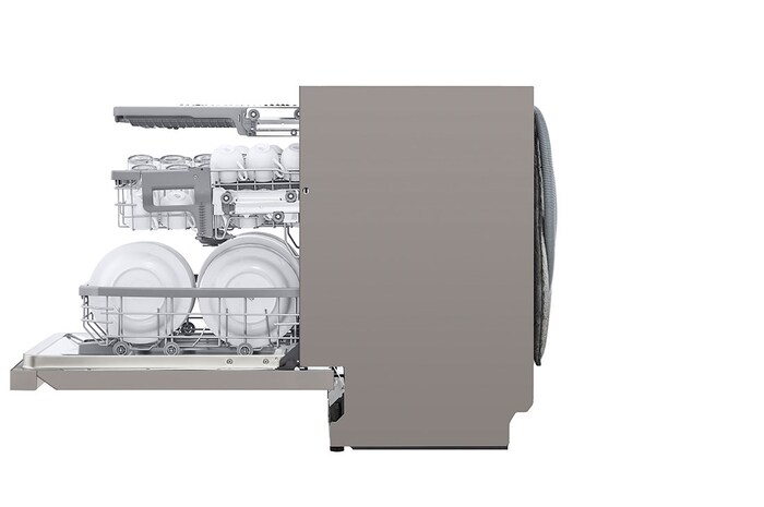 LG QuadWash™ Diskmaskin (Platinum Silver), Energiklass C, Auto Open Dry funktion och Smart Diagnosis™ med Wi-Fi, DU355FP