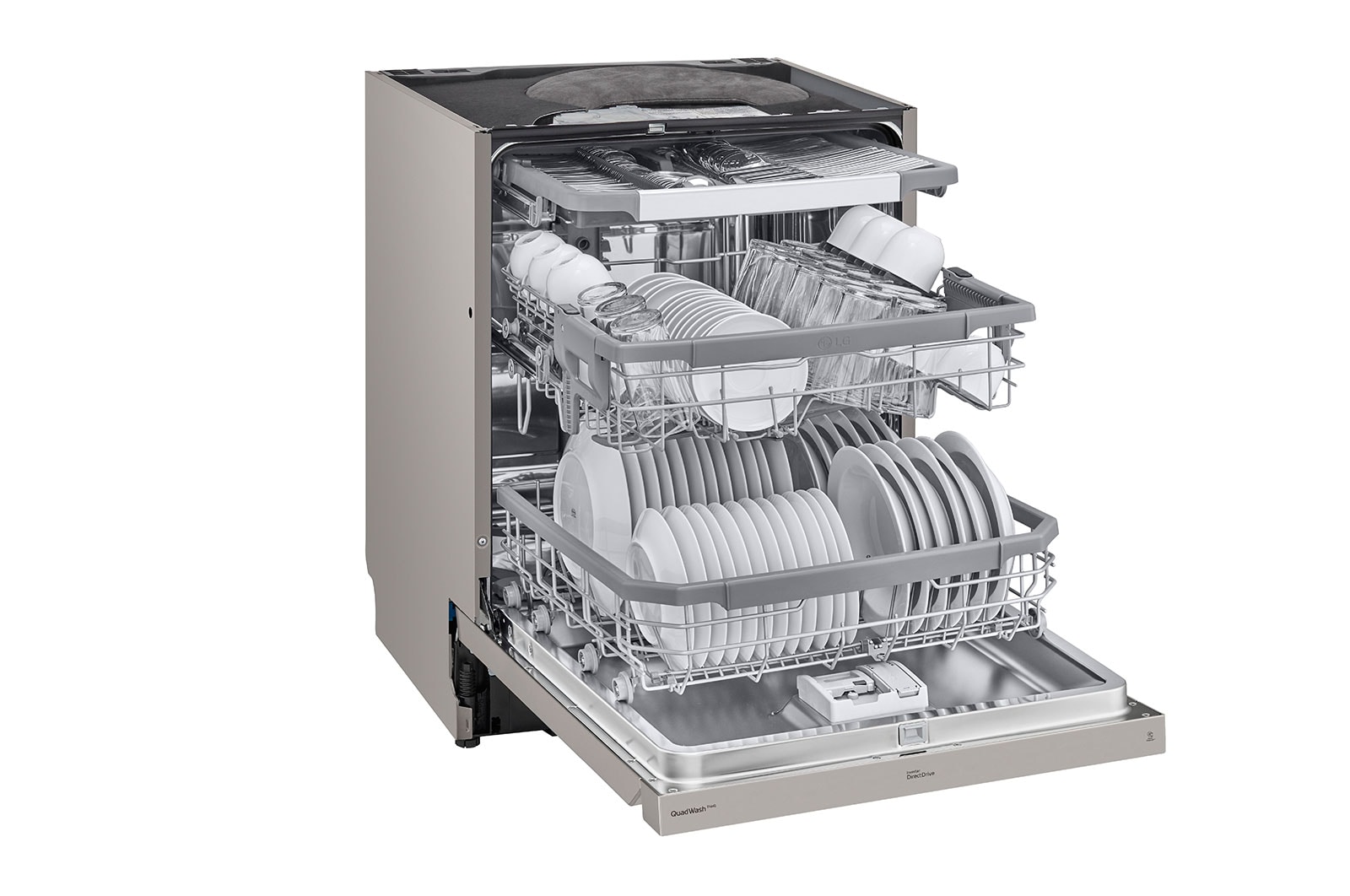 LG QuadWash™ Diskmaskin (Platinum Silver), Energiklass C, Auto Open Dry funktion och Smart Diagnosis™ med Wi-Fi, DU355FP