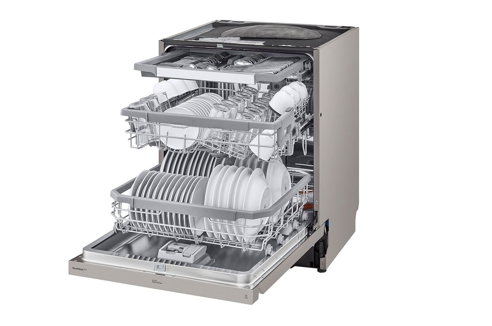 LG QuadWash™ Diskmaskin (Platinum Silver), Energiklass C, Auto Open Dry funktion och Smart Diagnosis™ med Wi-Fi, DU355FP