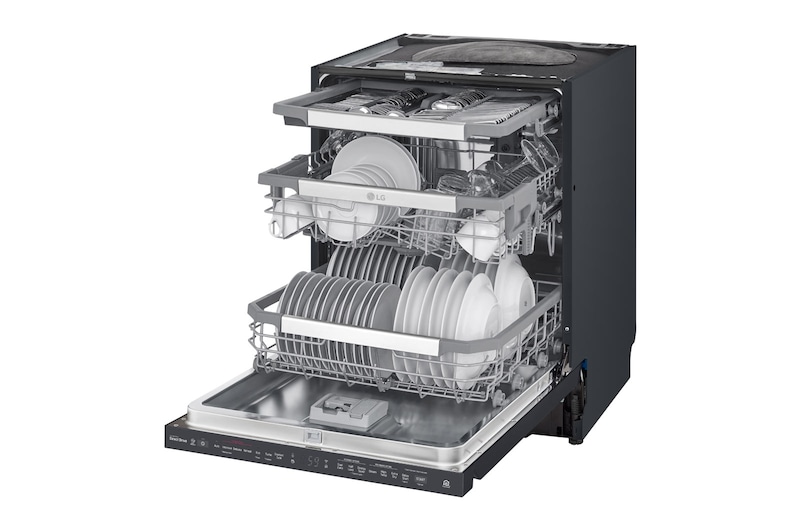 LG QuadWash™ Steam Diskmaskin (Matte Black Stainless Steel), Energiklass D, Auto Open Dry funktion och Smart Diagnosis™ med Wi-Fi, SDU527HM
