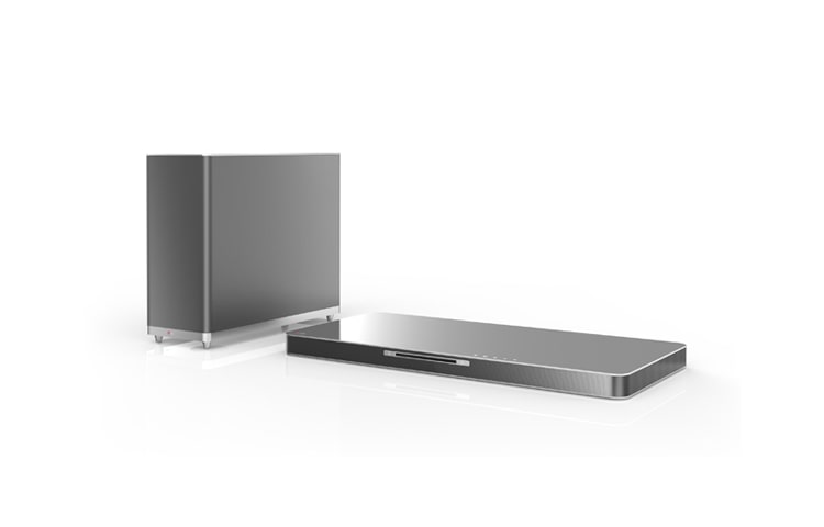 LG SoundPlate™ ger dig en förbättrad ljudupplevelse från din platt-TV i en diskret och slimmad design. På endast 35 mm får du ett fylligt och djupt 4.1-ljud med dubbla inbyggda subwoofers. Enkel att montera, antingen trådlöst eller med en enda kabel, får du ett komplett ljudsystem utan trassel., LAB540