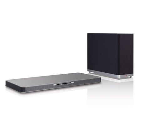 LG SoundPlate™ ger dig en förbättrad ljudupplevelse från din platt-TV i en diskret och slimmad design. På endast 35 mm får du ett fylligt och djupt 4.1-ljud med dubbla inbyggda subwoofers. Enkel att montera, antingen trådlöst eller med en enda kabel, får du ett komplett ljudsystem utan trassel., LAB540