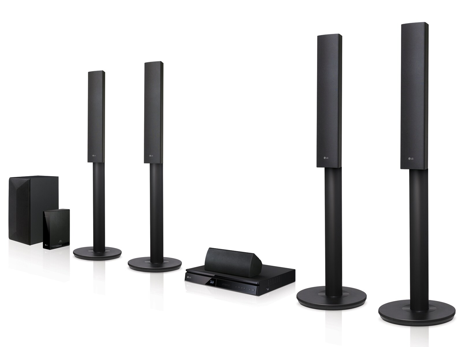Vy framifrån av 3D Blu-ray™-/DVD-hemmabiosystem LHB655W