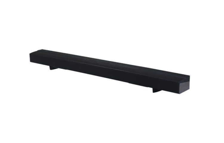 Vy framifrån av  2.1-kanals soundbar med inbyggd subwoofer och Bluetooth-anslutning. Kan väggmonteras.  NB2530AN