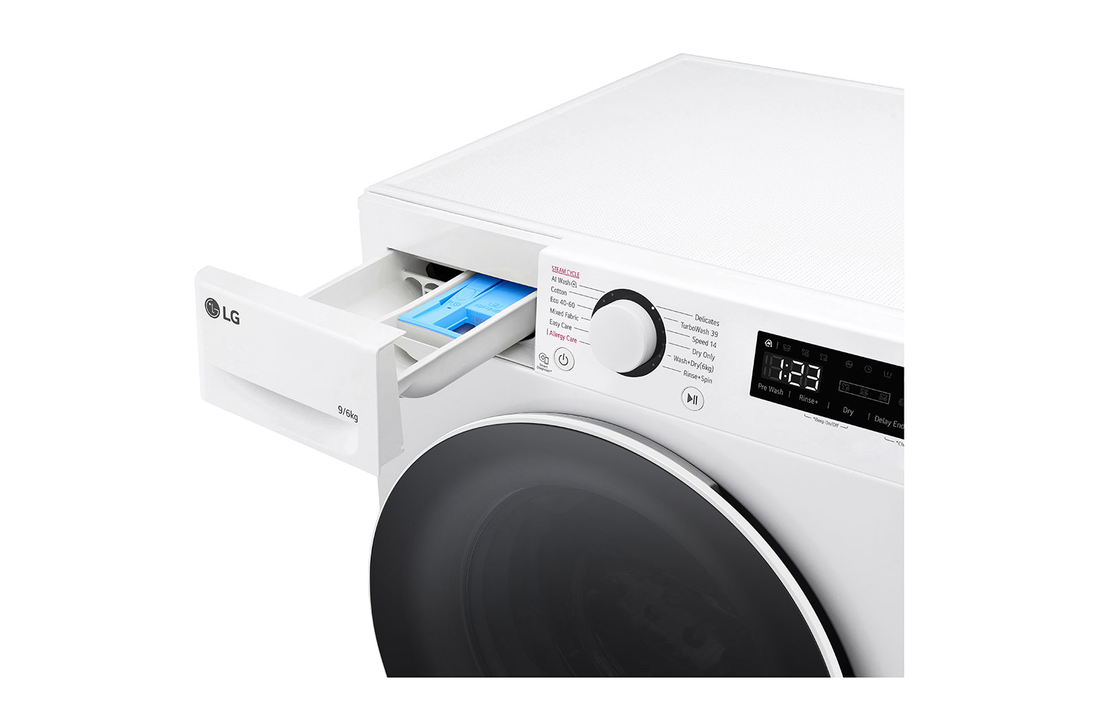 LG 9kg / 6 kg Tvättmaskin/Torktumlare(Vit) - Steam, Energiklass A/D, TurboWash™360, AI DD™, Smart Diagnosis™, CV50T6S2E1