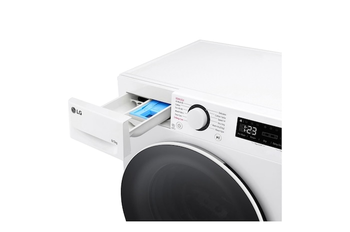LG Slim 9 kg / 5 kg Kombinerad tvätt/tork(Vit) - Steam, Energiklass A/E, AI DD™, Smart Diagnosis™,  47,5cm djup, CV92T5S4SQE